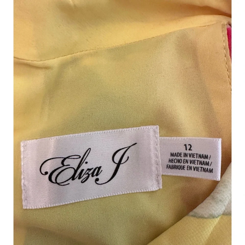 $148 Eliza J Yellow Floral Halter Neck High Low Flowy Spring Dress Sz 12 NWT - Picture 8 of 10